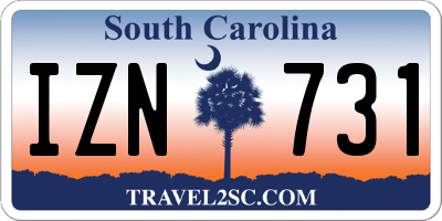 SC license plate IZN731