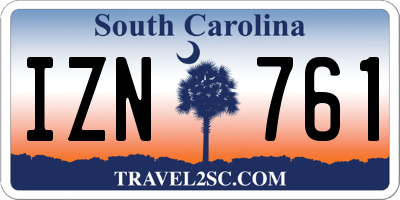 SC license plate IZN761