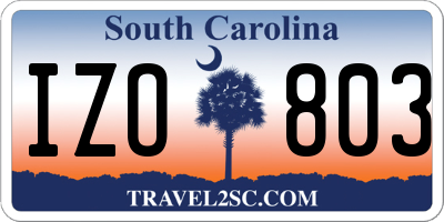 SC license plate IZO803