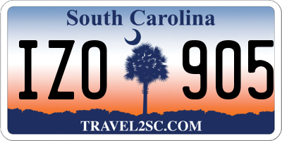 SC license plate IZO905