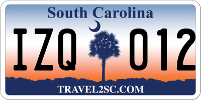 SC license plate IZQ012