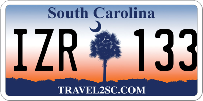 SC license plate IZR133