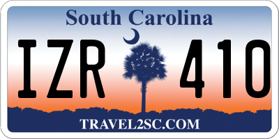 SC license plate IZR410