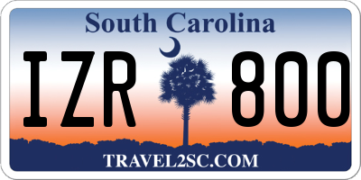 SC license plate IZR800