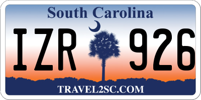 SC license plate IZR926