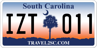 SC license plate IZT011