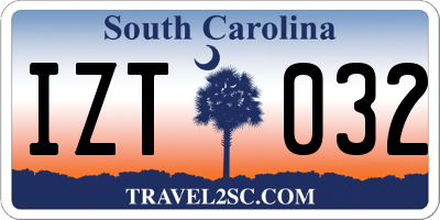 SC license plate IZT032