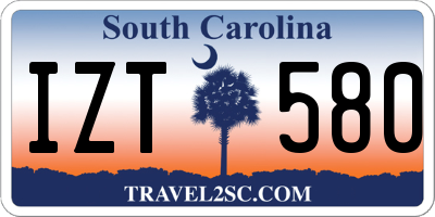 SC license plate IZT580