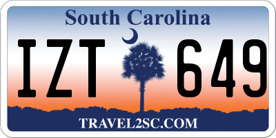 SC license plate IZT649