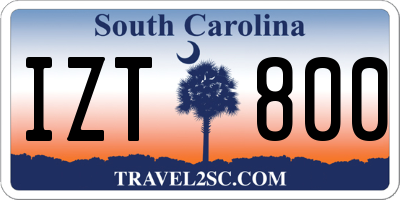 SC license plate IZT800