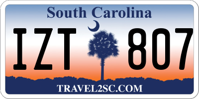 SC license plate IZT807