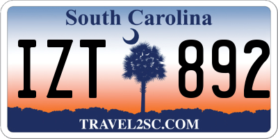 SC license plate IZT892