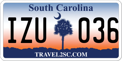 SC license plate IZU036