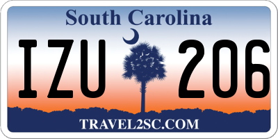 SC license plate IZU206