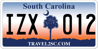 SC license plate IZX012