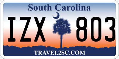 SC license plate IZX803