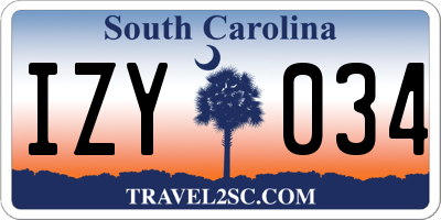 SC license plate IZY034