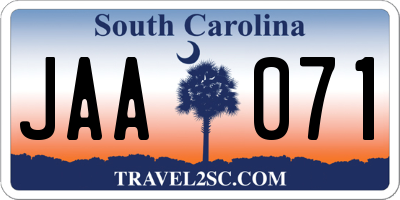 SC license plate JAA071