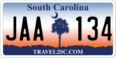SC license plate JAA134