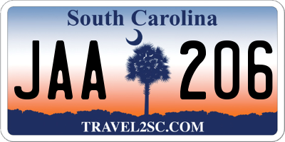 SC license plate JAA206