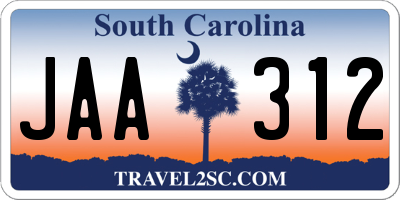 SC license plate JAA312