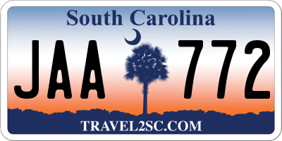 SC license plate JAA772