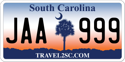 SC license plate JAA999