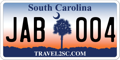 SC license plate JAB004