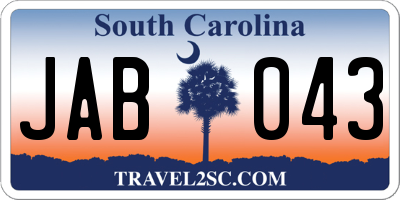 SC license plate JAB043