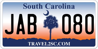 SC license plate JAB080