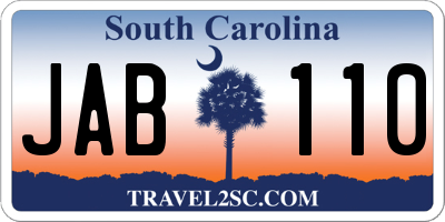 SC license plate JAB110