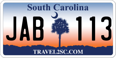 SC license plate JAB113