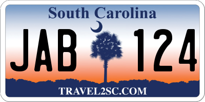 SC license plate JAB124