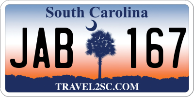 SC license plate JAB167