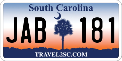 SC license plate JAB181