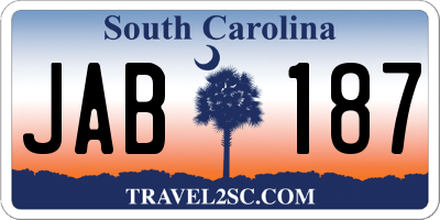 SC license plate JAB187