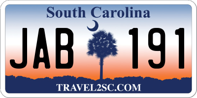 SC license plate JAB191