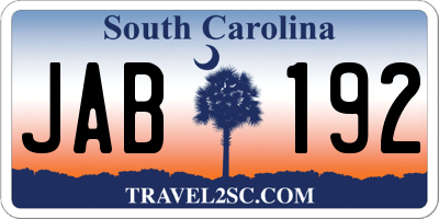 SC license plate JAB192
