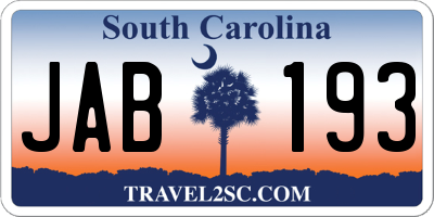 SC license plate JAB193