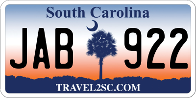 SC license plate JAB922