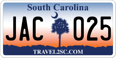 SC license plate JAC025
