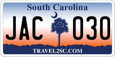 SC license plate JAC030