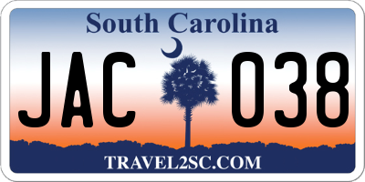 SC license plate JAC038