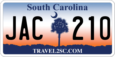 SC license plate JAC210
