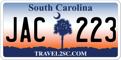 SC license plate JAC223