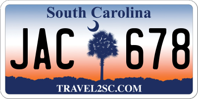 SC license plate JAC678