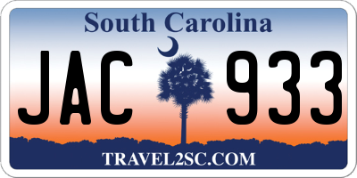 SC license plate JAC933