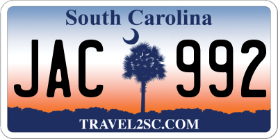 SC license plate JAC992