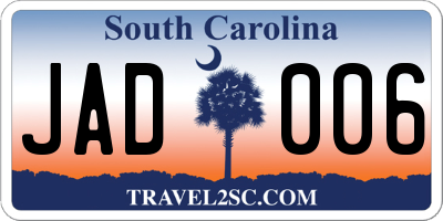SC license plate JAD006
