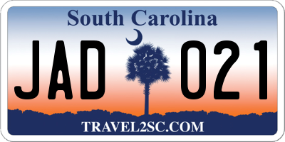 SC license plate JAD021